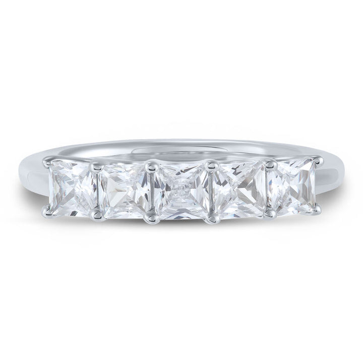 Helzberg Lab Grown Diamond Five-Stone Princess-Cut Anniversary Band in 14K White Gold