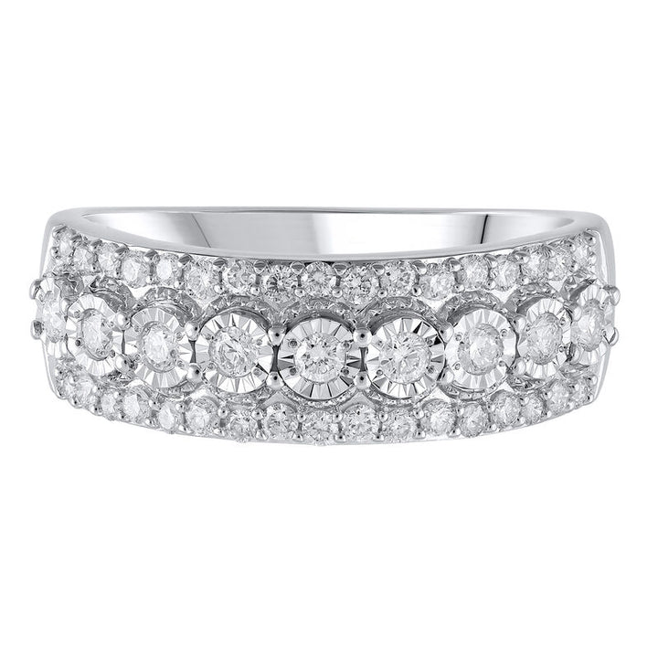 Lab Grown Diamond Multi-Row Wedding Band in 10K White Gold (1/2 CT. TW.)